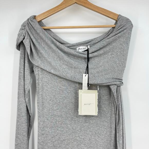 the line by K | NWT Maisie Dress Heather Grey Ribbed Modal Off Shoulder Maxi XL - Picture 7 of 15